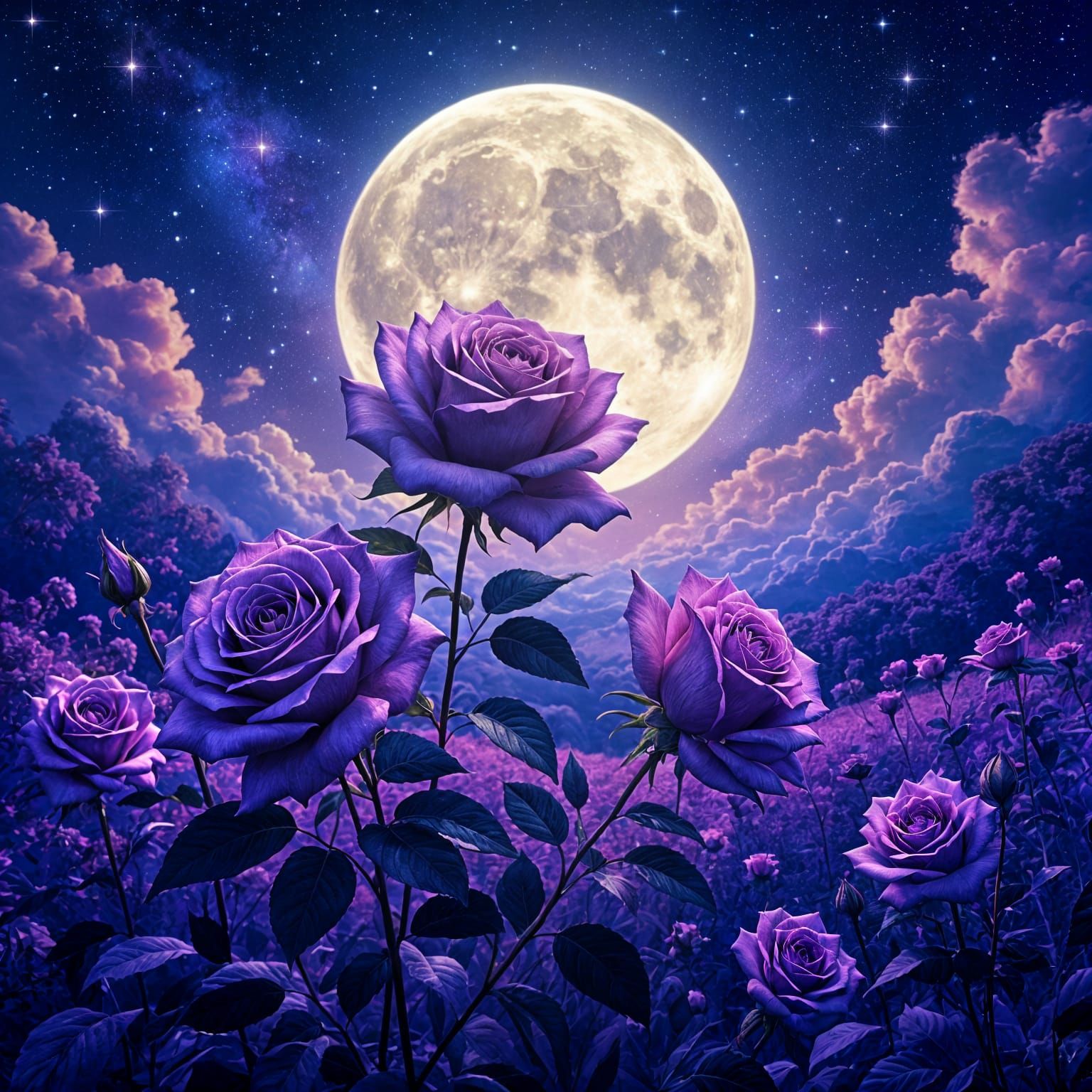 Purple Roses Under the Moon, Cosmic Illustration