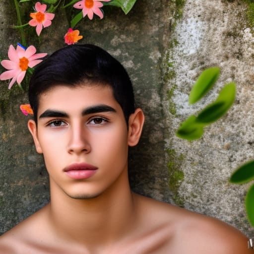 Latino Boy in Mayan Ruins, Raphael Style