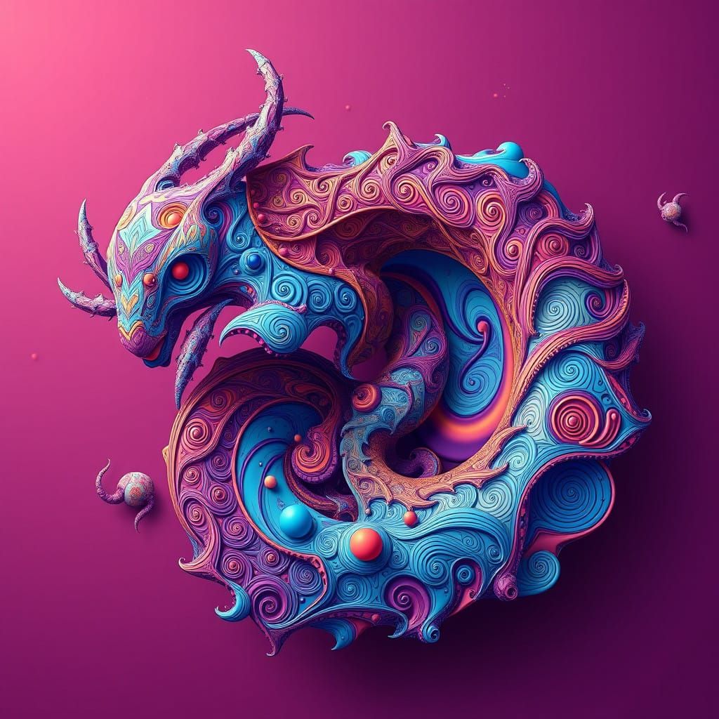 Surreal Fractal Entity in Futuristic Style