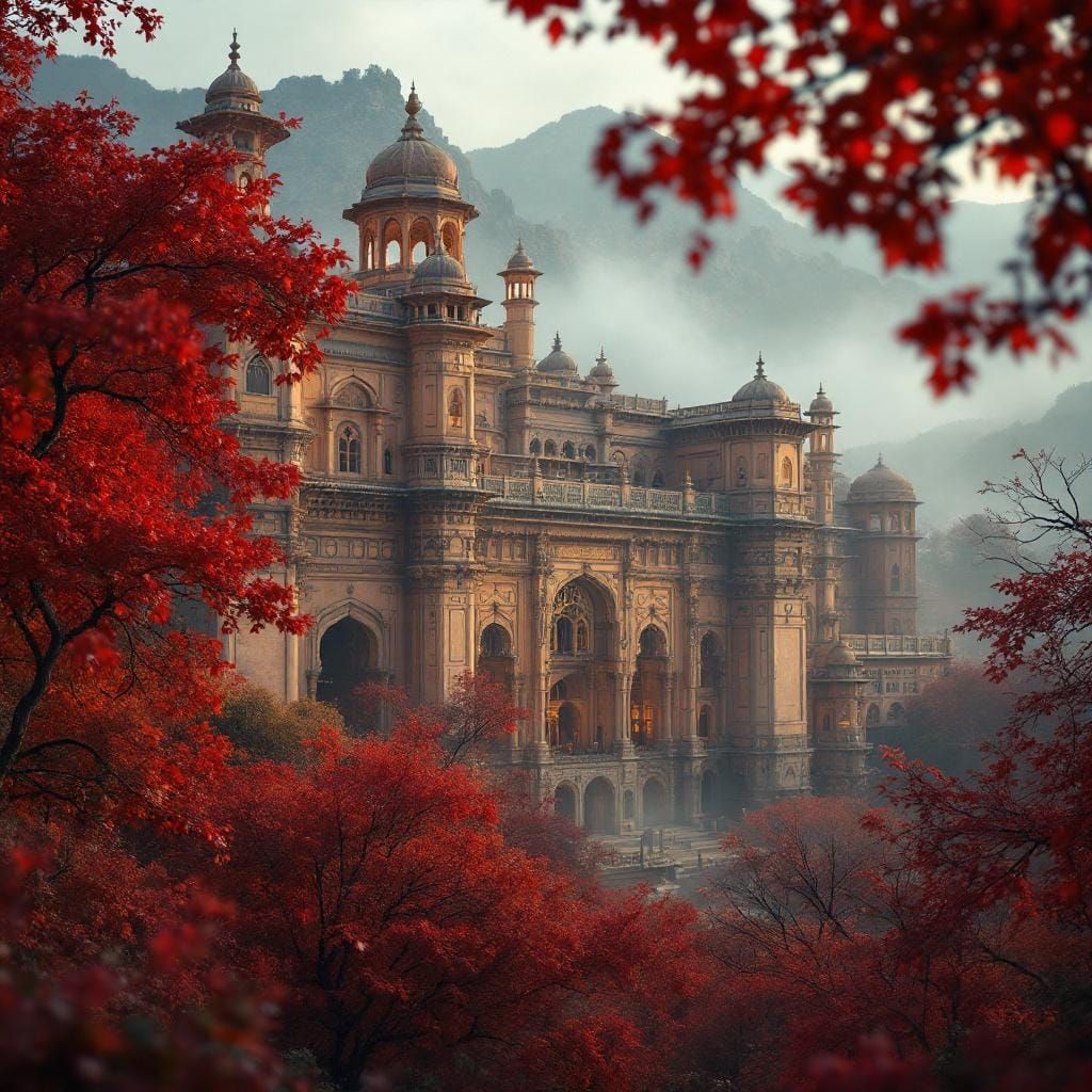 Jaipur Palace in Autumn: Cinematic Digital Art