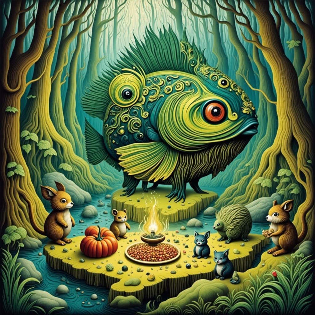 Enchanting Thanksgiving Feast with Giant Rune Fish