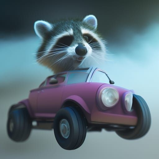 Raccoon Drives Toy Car: Photorealistic CGI VFX