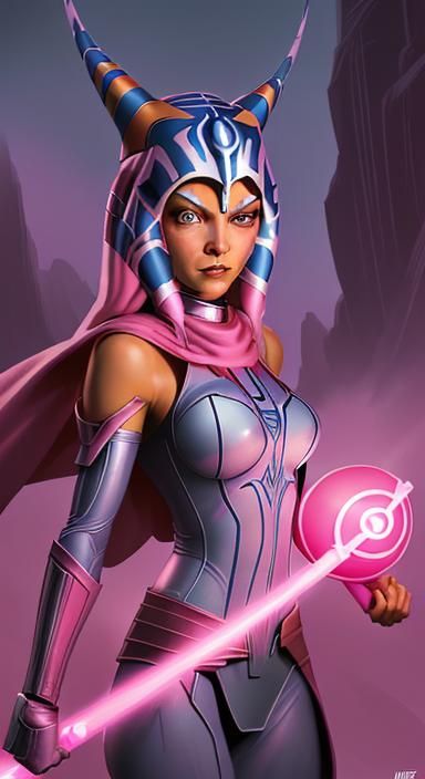 Ahsoka as Pink Lantern in Comic Book Art