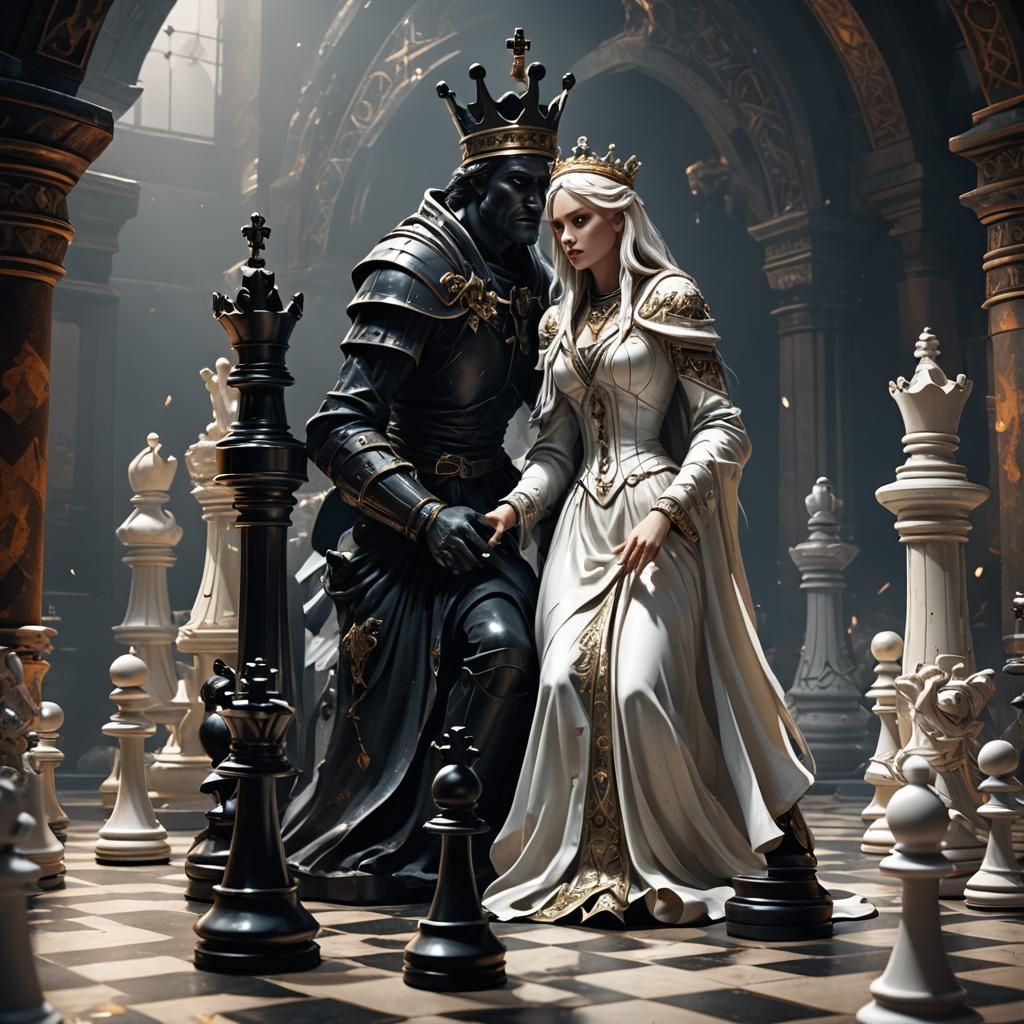 Chess Piece Victory: A Dark Fantasy Concept