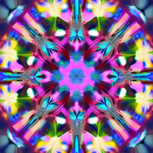 Pink Fractal Kaleidoscope Abstract Art