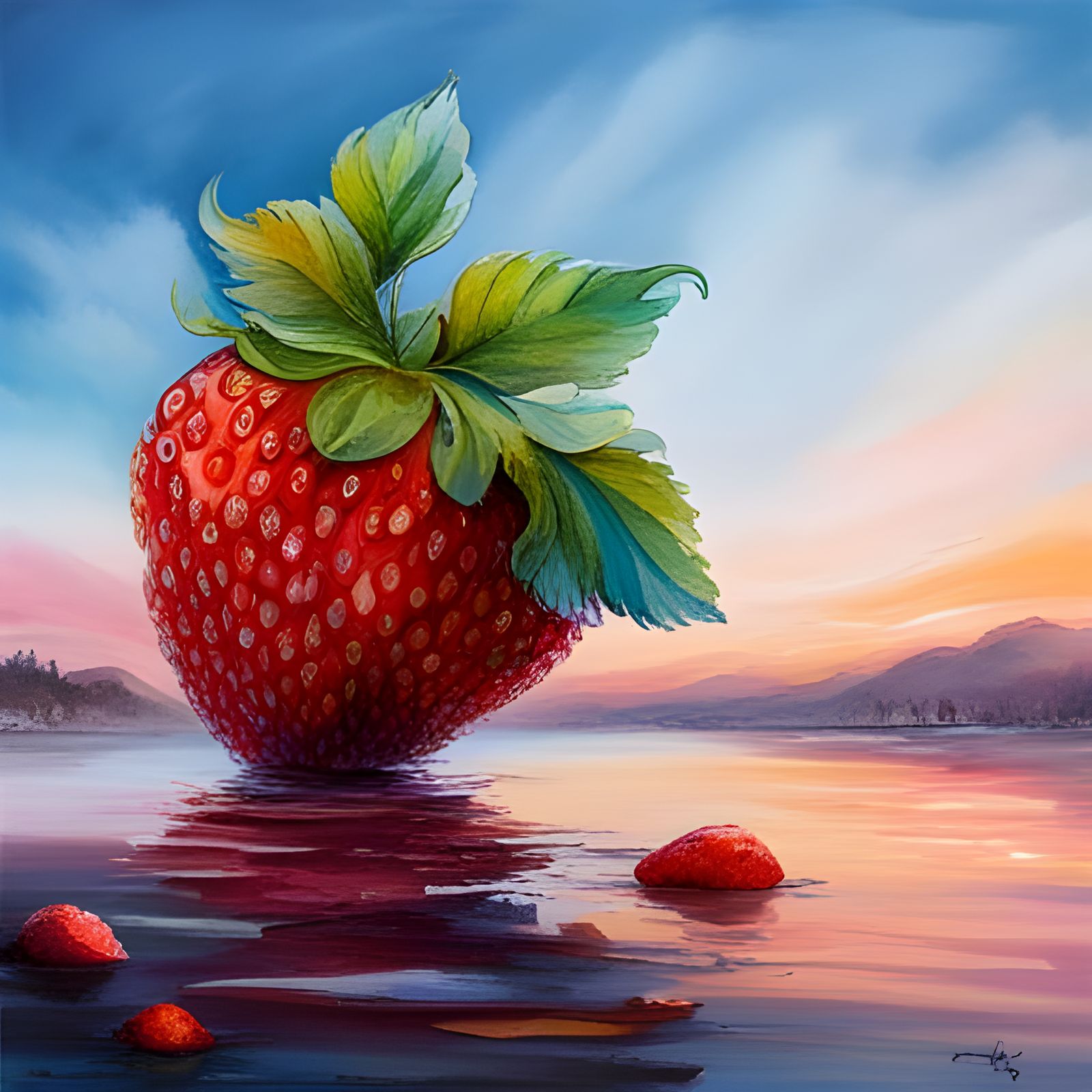 Crystalline Colorful Strawberry Art