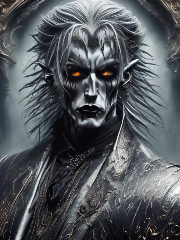 Gothic Shadow Man Portrait in Hyperdetail Digital Photograph...