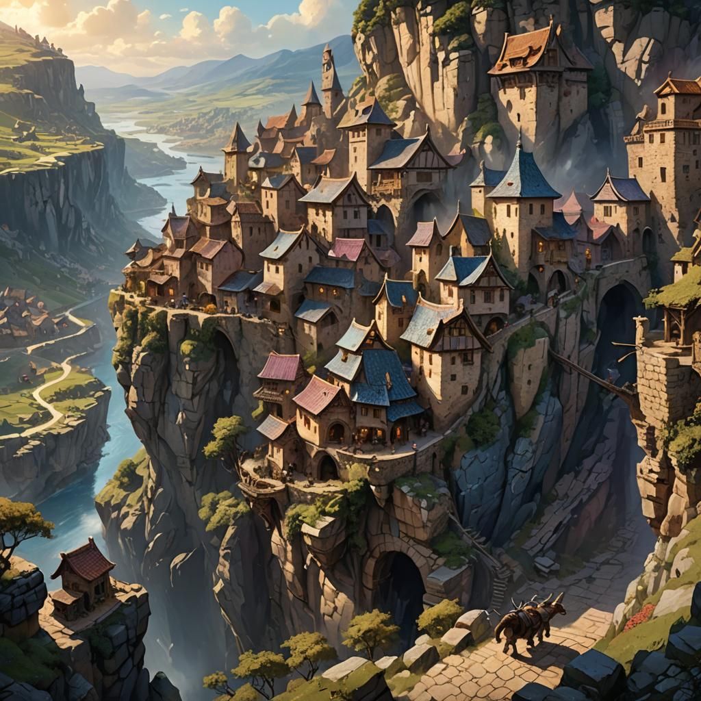 Dragon's Grasp: Fantasy Village Concept Art