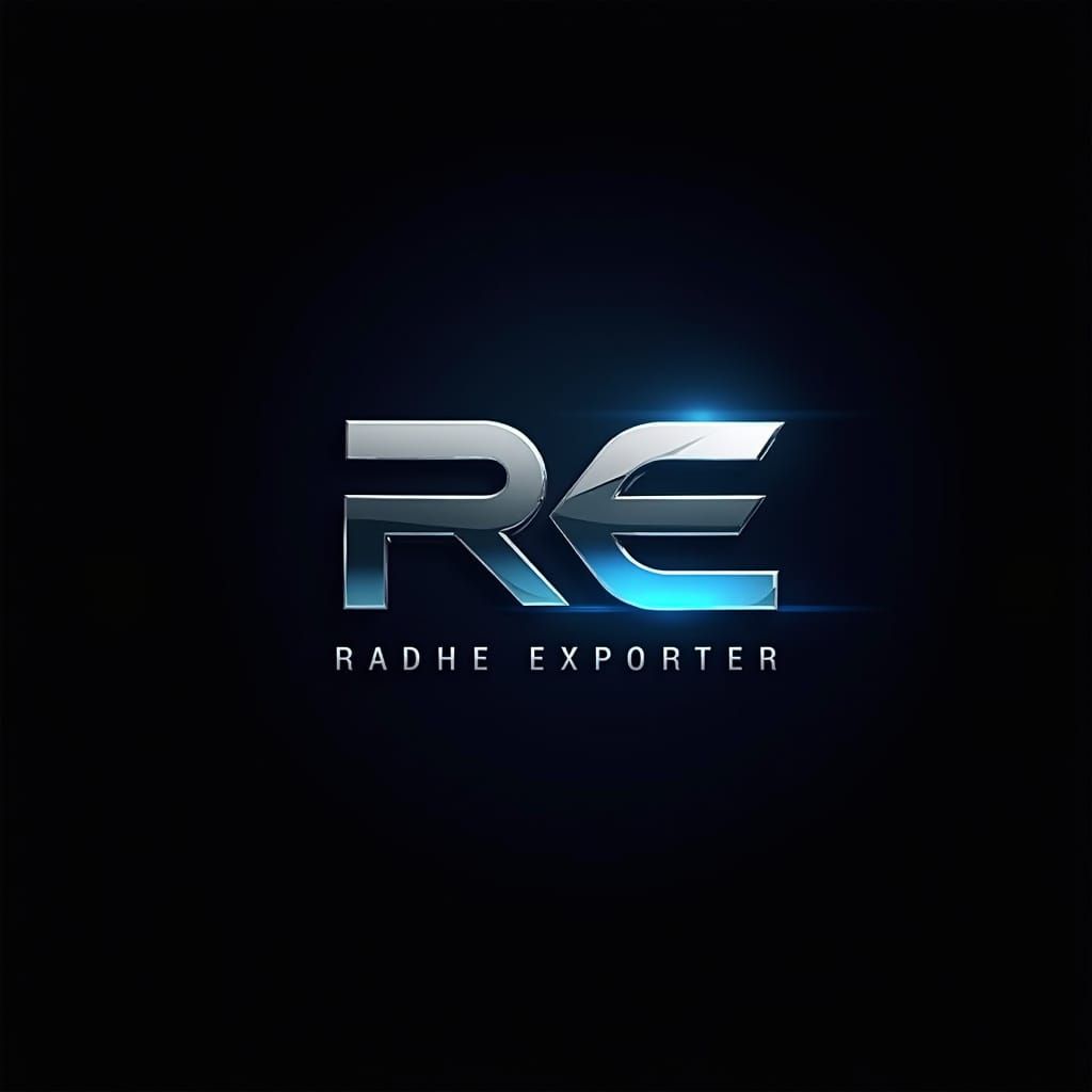 Futuristic Metallic Letter 'RE' in Bold Geometric Font