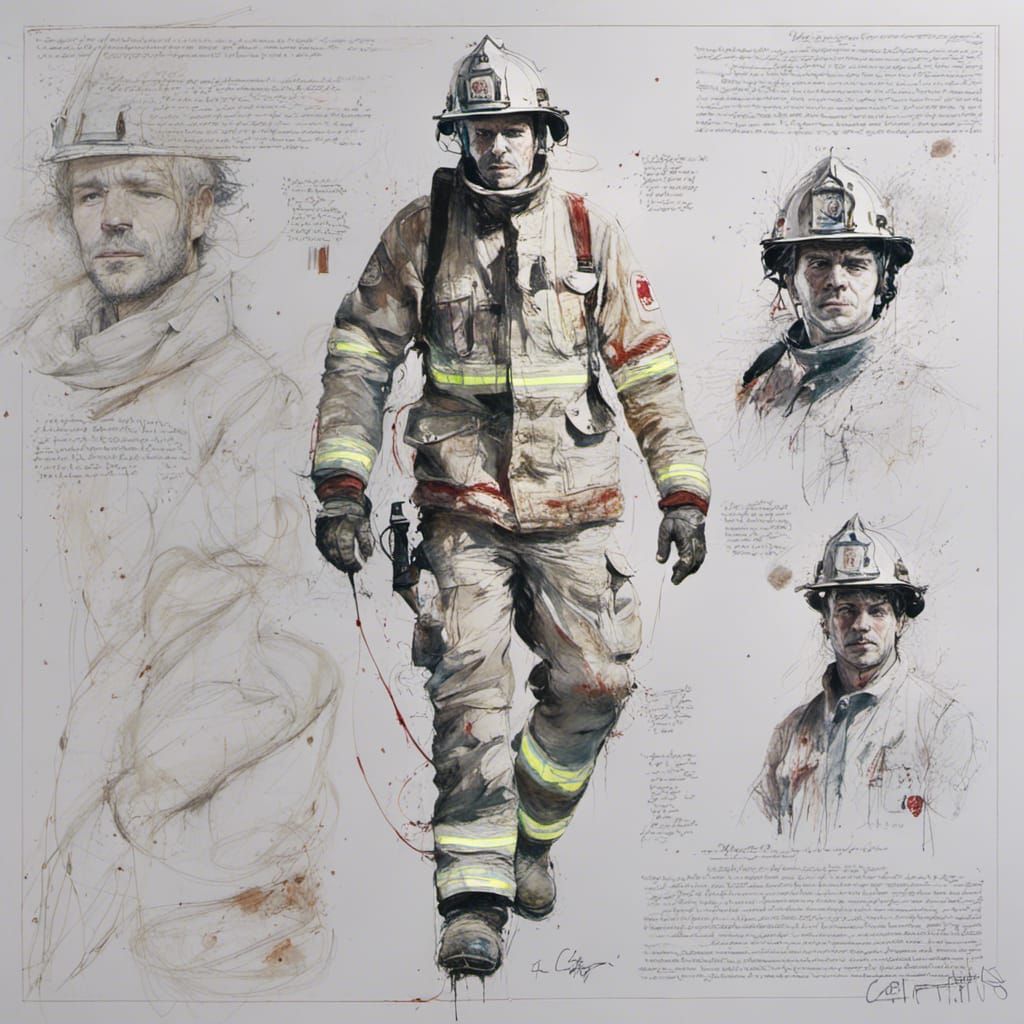 Detailed Fireman Illustration Inspired by Pen and Ink Art