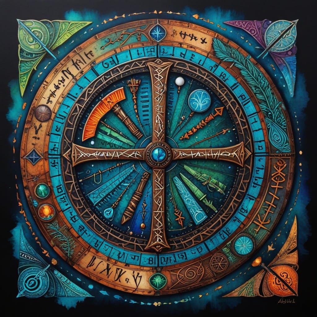 Mystical Runes and Symbols Alcohol Ink Art