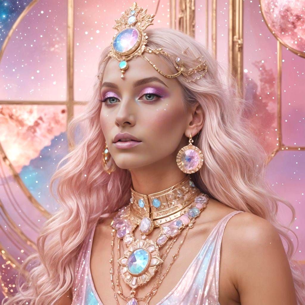 Cosmic Goddess Isis in Pastel Pink