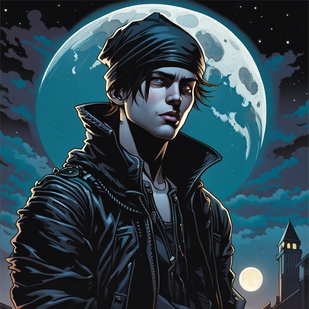 High Gothic Young Man in Comic Book Style