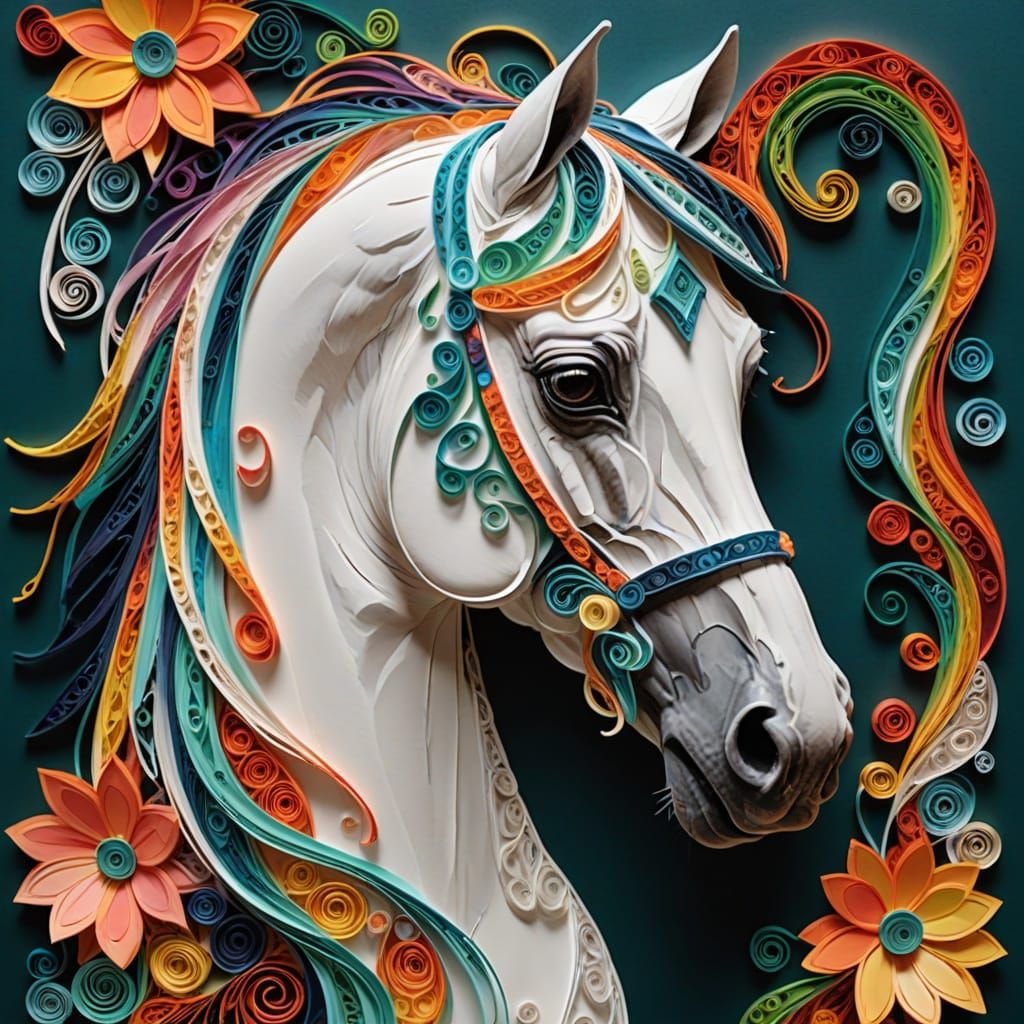 Elegant Paper Quilled Horse Portrait