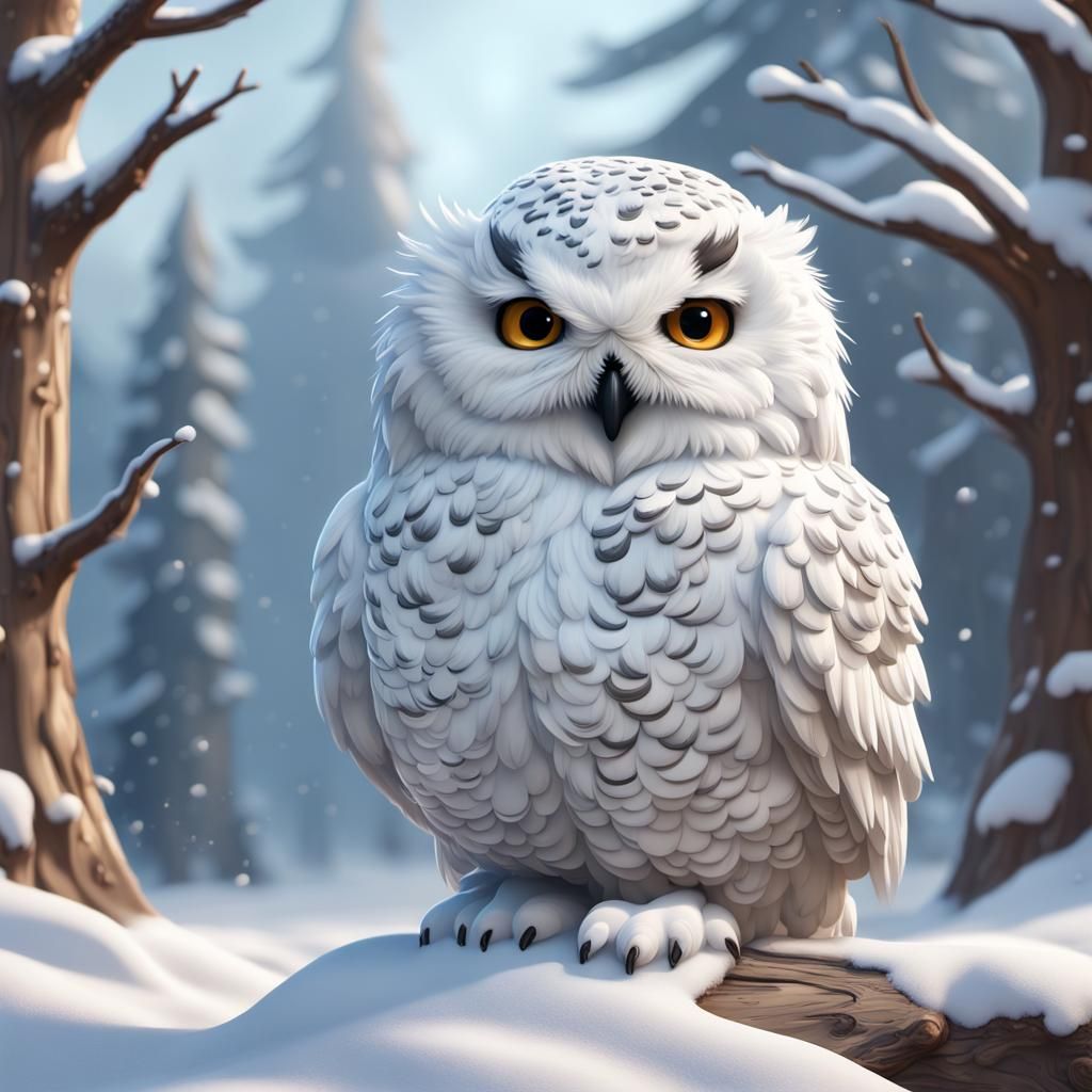 Adorable Snowy Owl Builds a Snowman