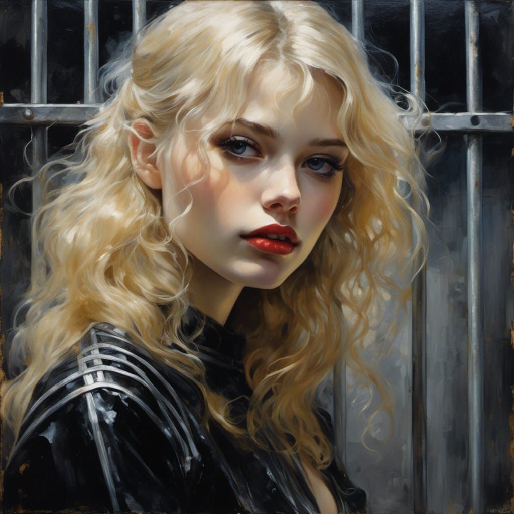 Hyperreal Portrait of a Woman in Jail