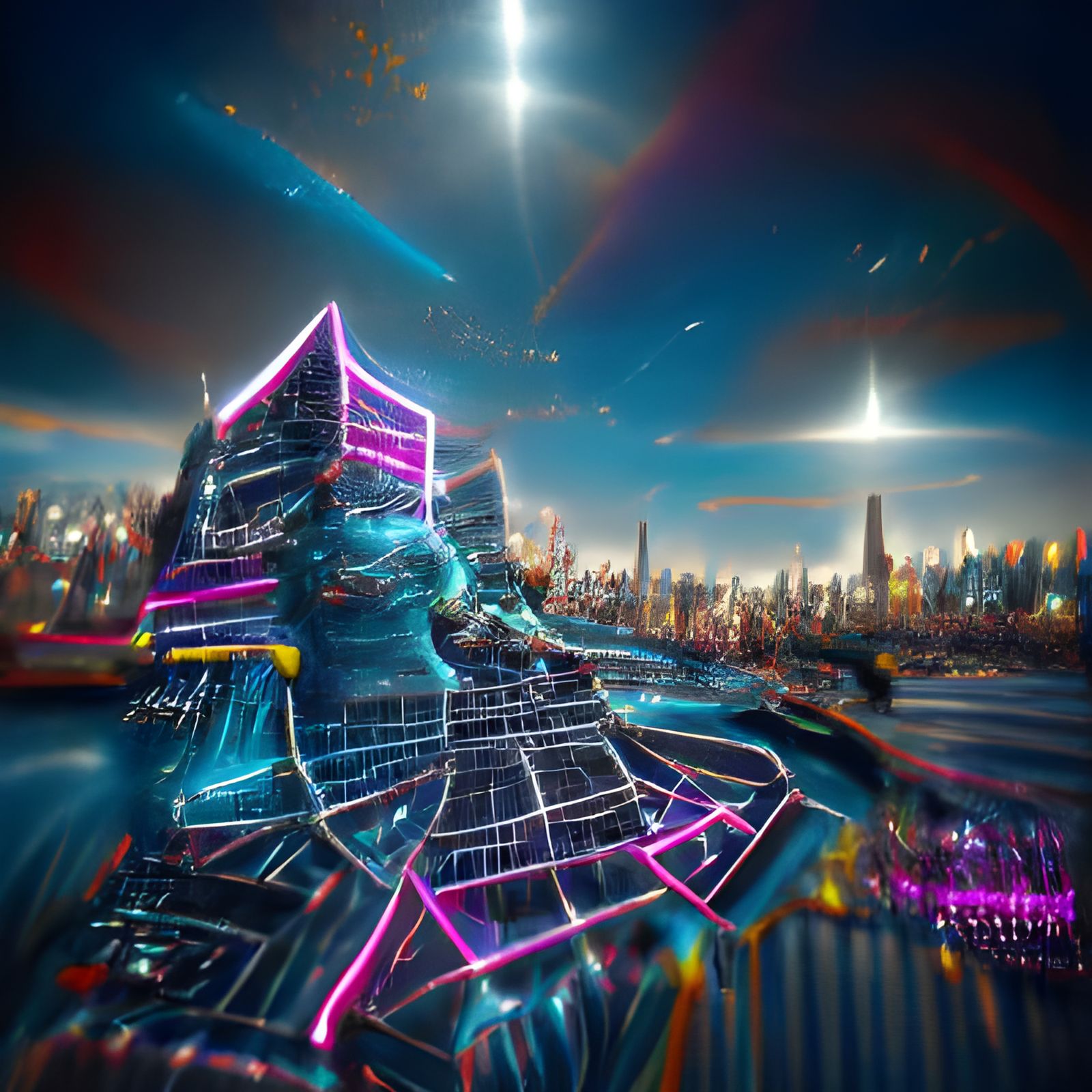 Cosmic Neon New York City in Synthwave Style