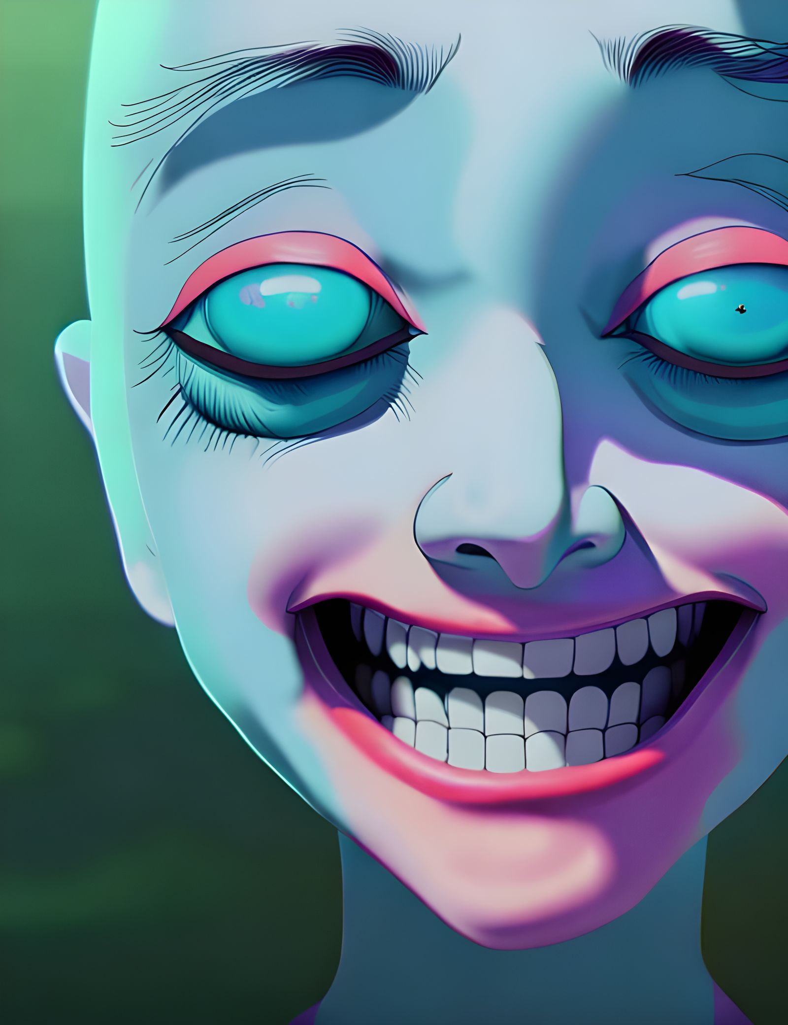 Scary Porcelain Face in Junji Ito Style