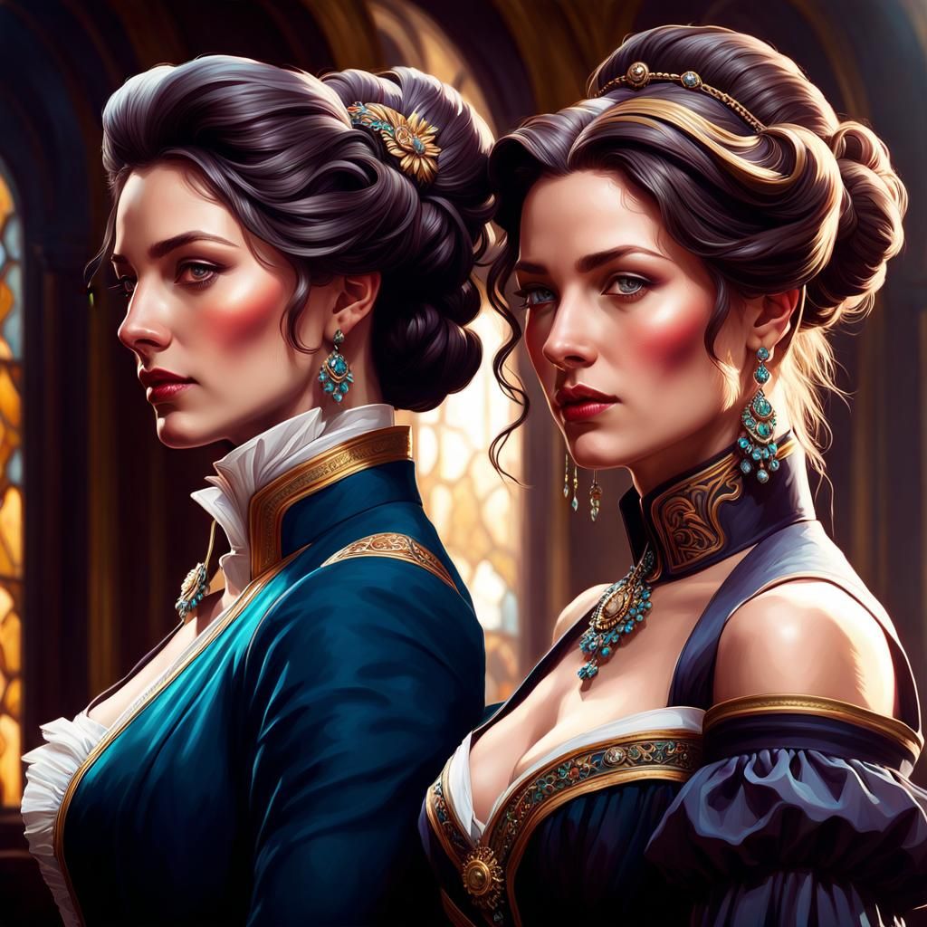 Elegant 19th Century Portrait in Art Nouveau Style