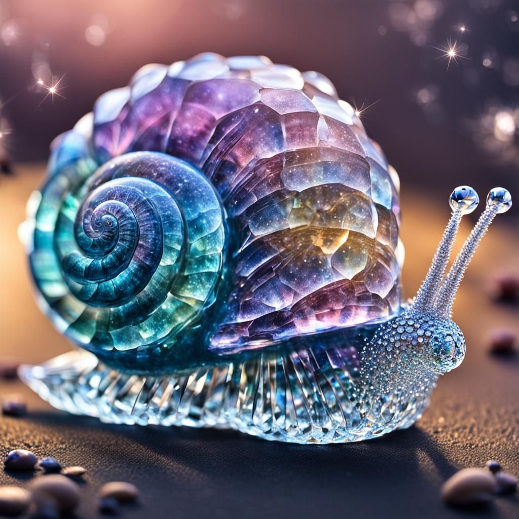 Crystal Snail Shimmers: A Digital Art Creation