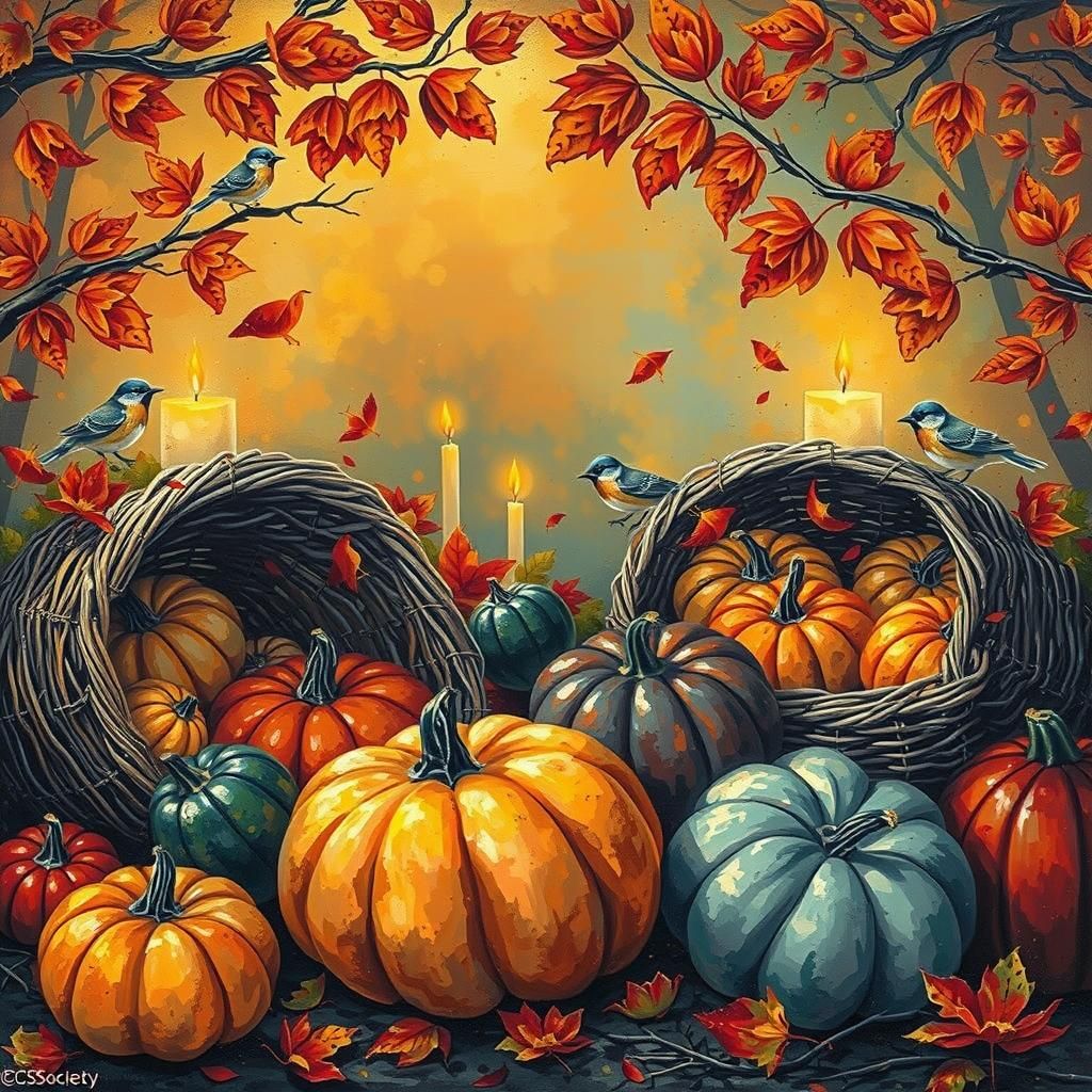 Kaleidoscopic Fall Garden in Graffiti Splash Art Style