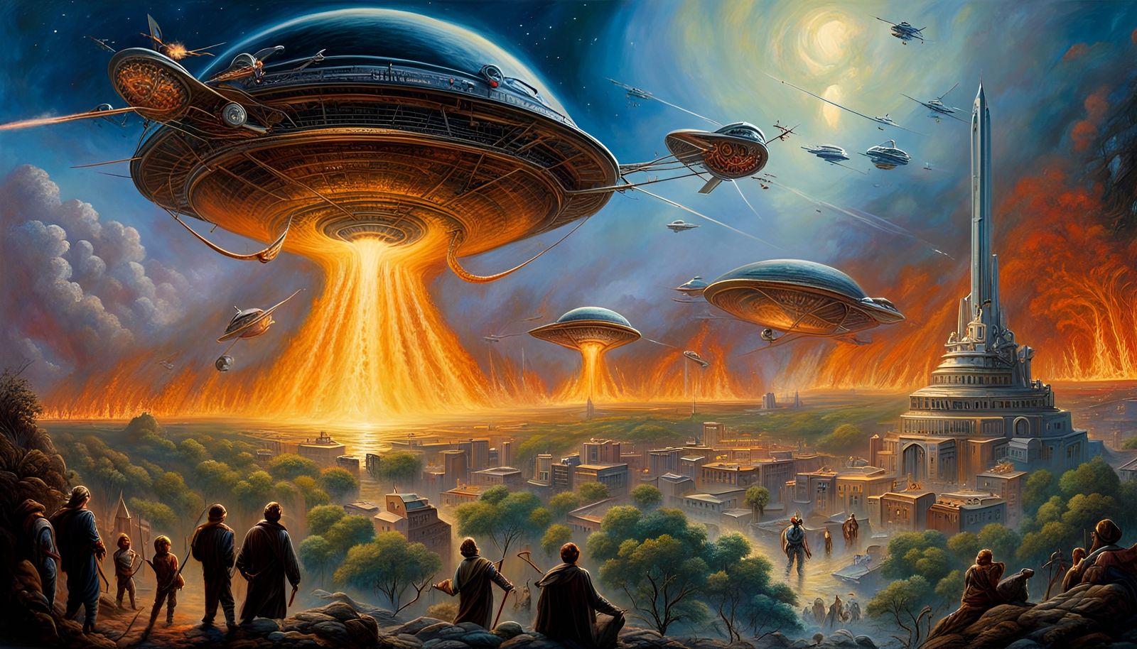 War of the Worlds Alien Invasion: Hyperrealistic Oil Paintin...