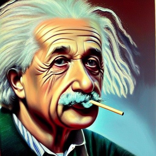 Einstein Smoking: An Oil Painting Portrait