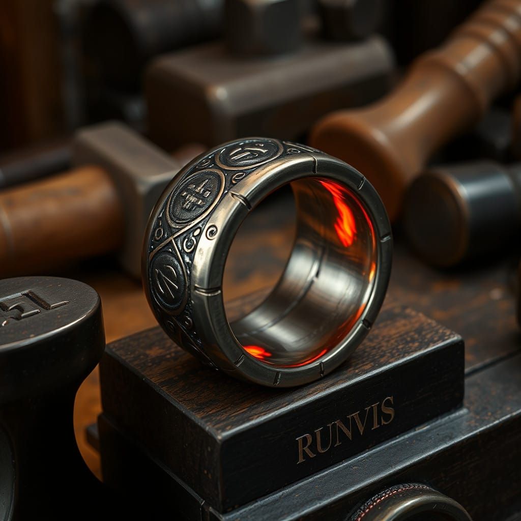 Forged Steel Copper Ring in Orange Embers