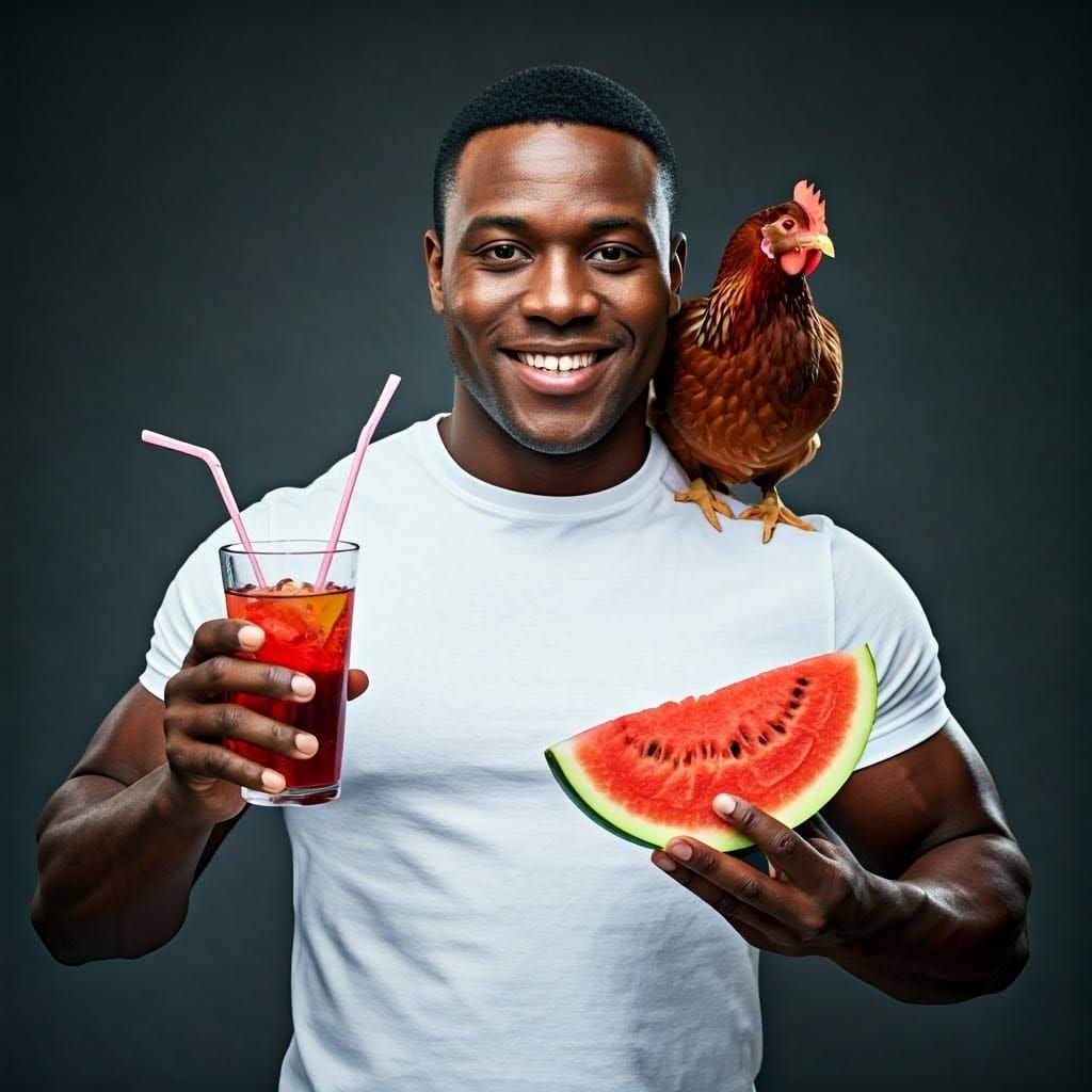 Confident Man Surrounded by Refreshment