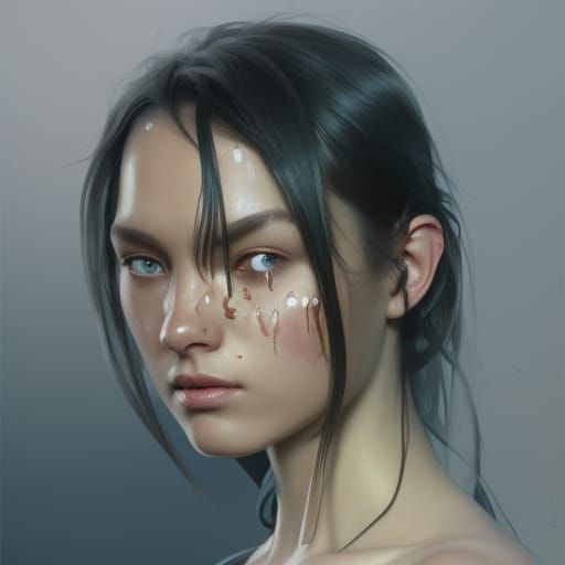 Crying Portrait in Hyperdetailed Artstation Style