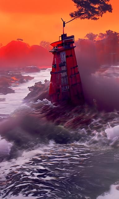 Futuristic Lighthouse Struck by Lightning: Extravagant Archi...