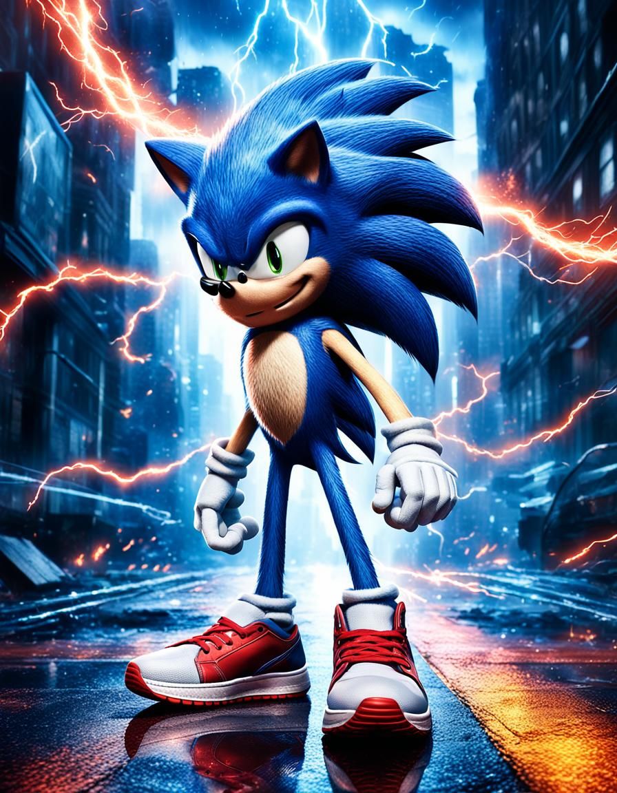 Hyper-Realistic Sonic the Hedgehog Digital Art