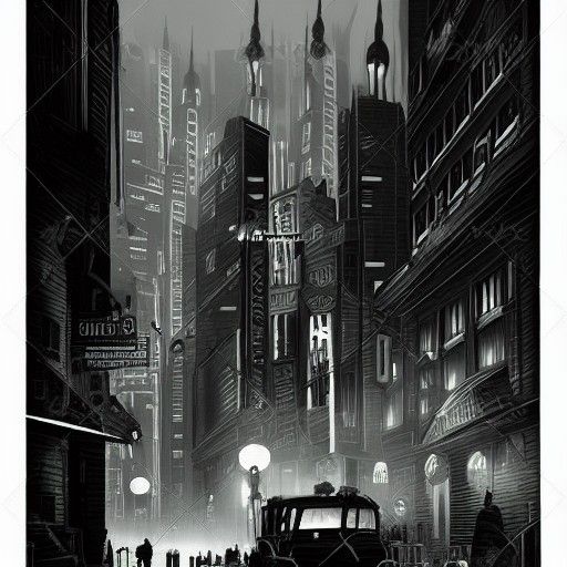Noir Vigilante in Dark Cinematic City