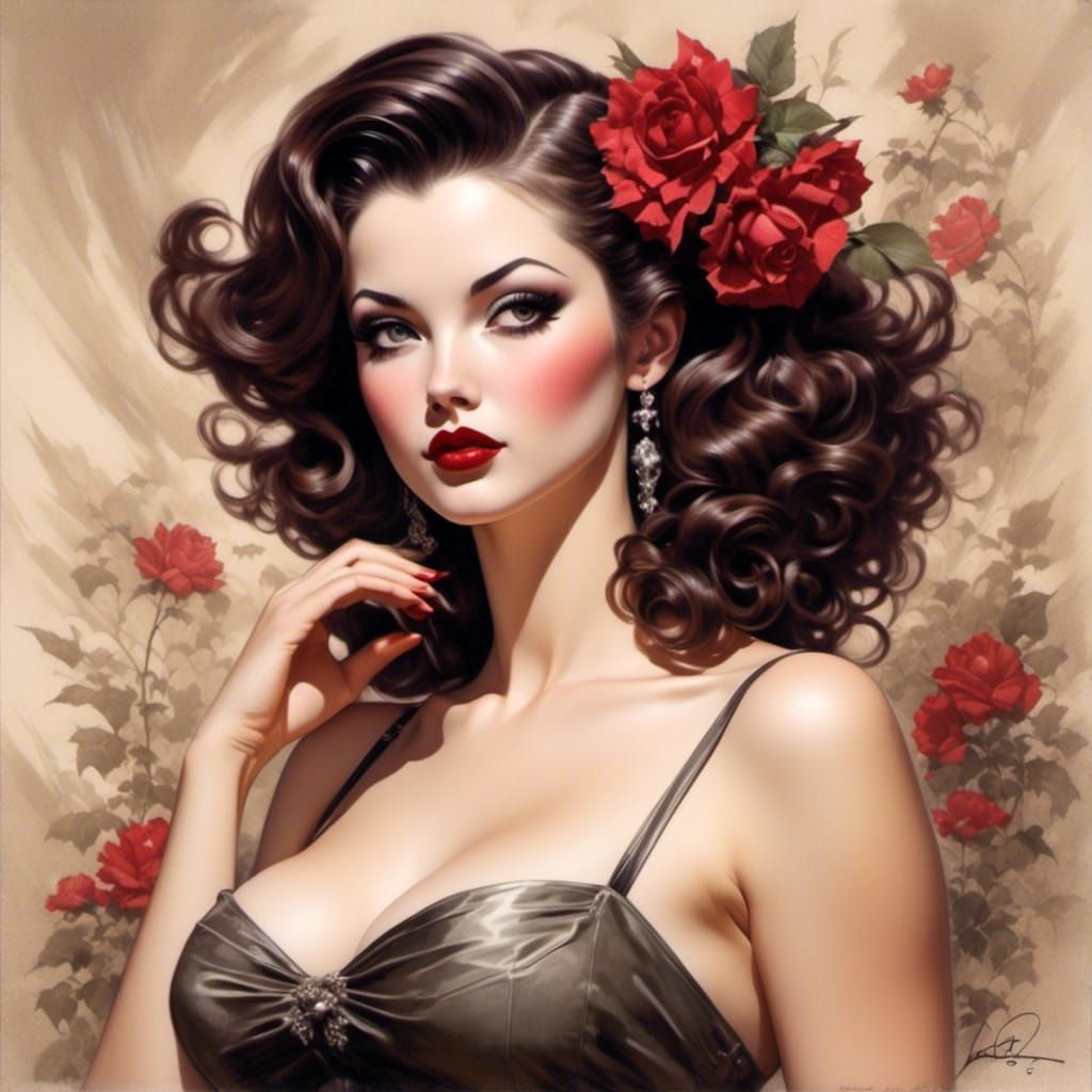Elegant Pin-Up Portrait in Classic Style