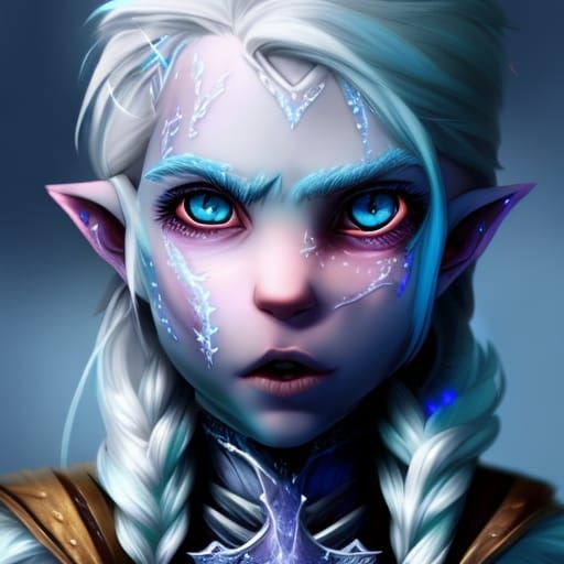 Female Halfling White Walker in Hyperrealistic Style