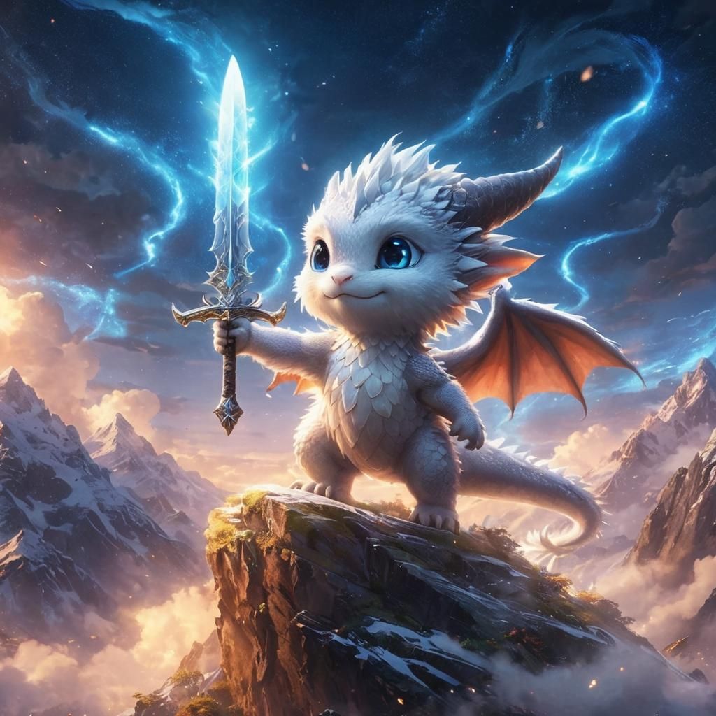 Heroic Dragon Portrait with Magic Swirls