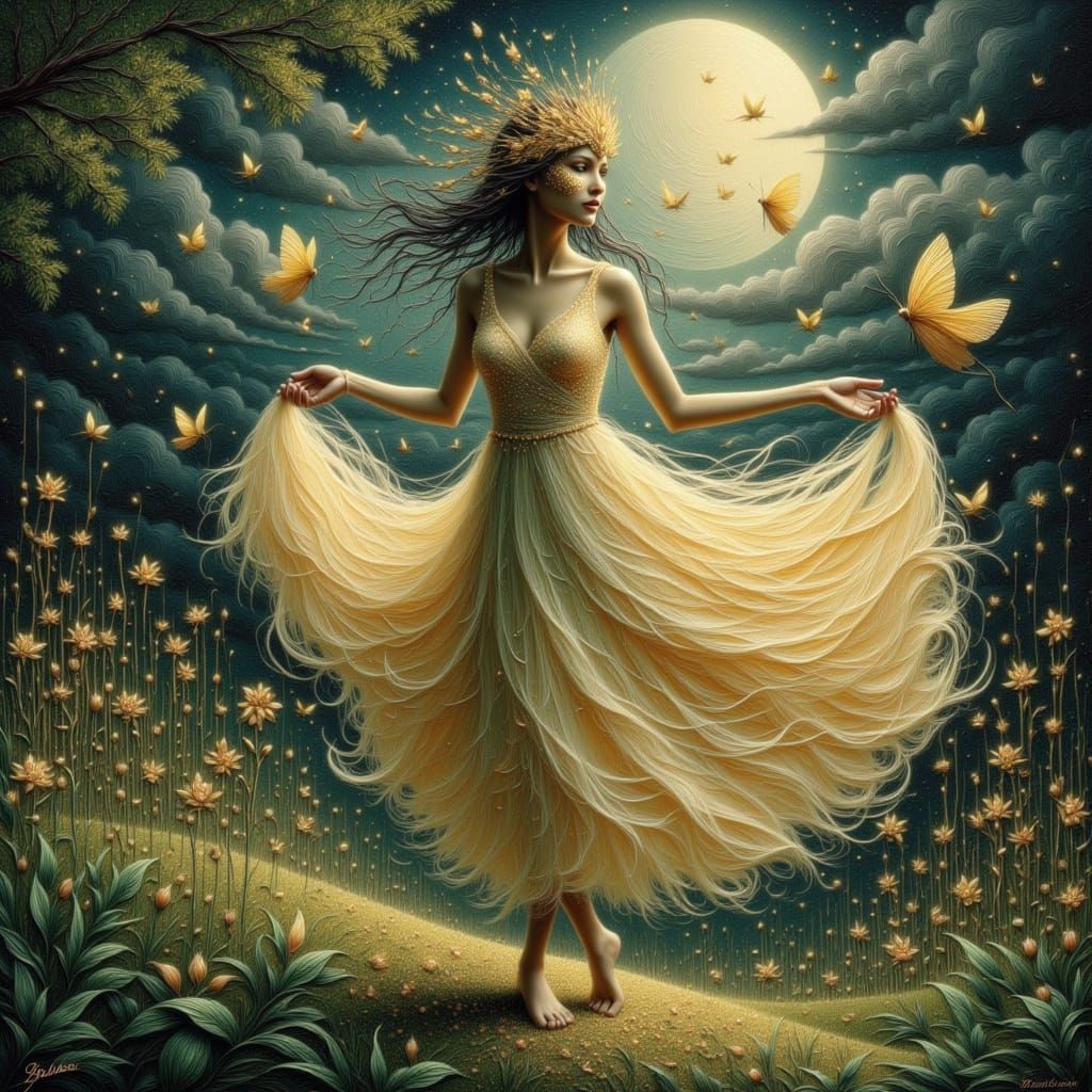 Moon Dancer in Dreamy Garden, Anime Style