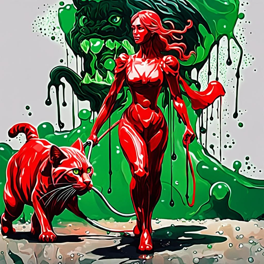 Translucent Jelly Woman Walking Jelly Cat