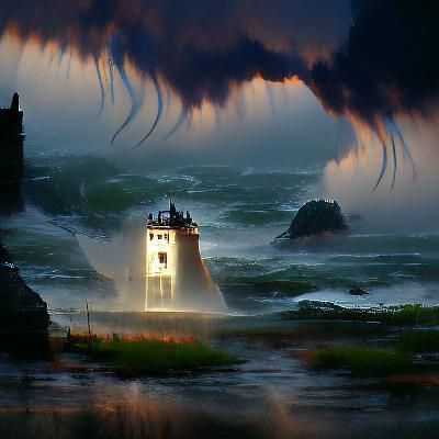Lighthouse Against Wild Sea, Sinister Art