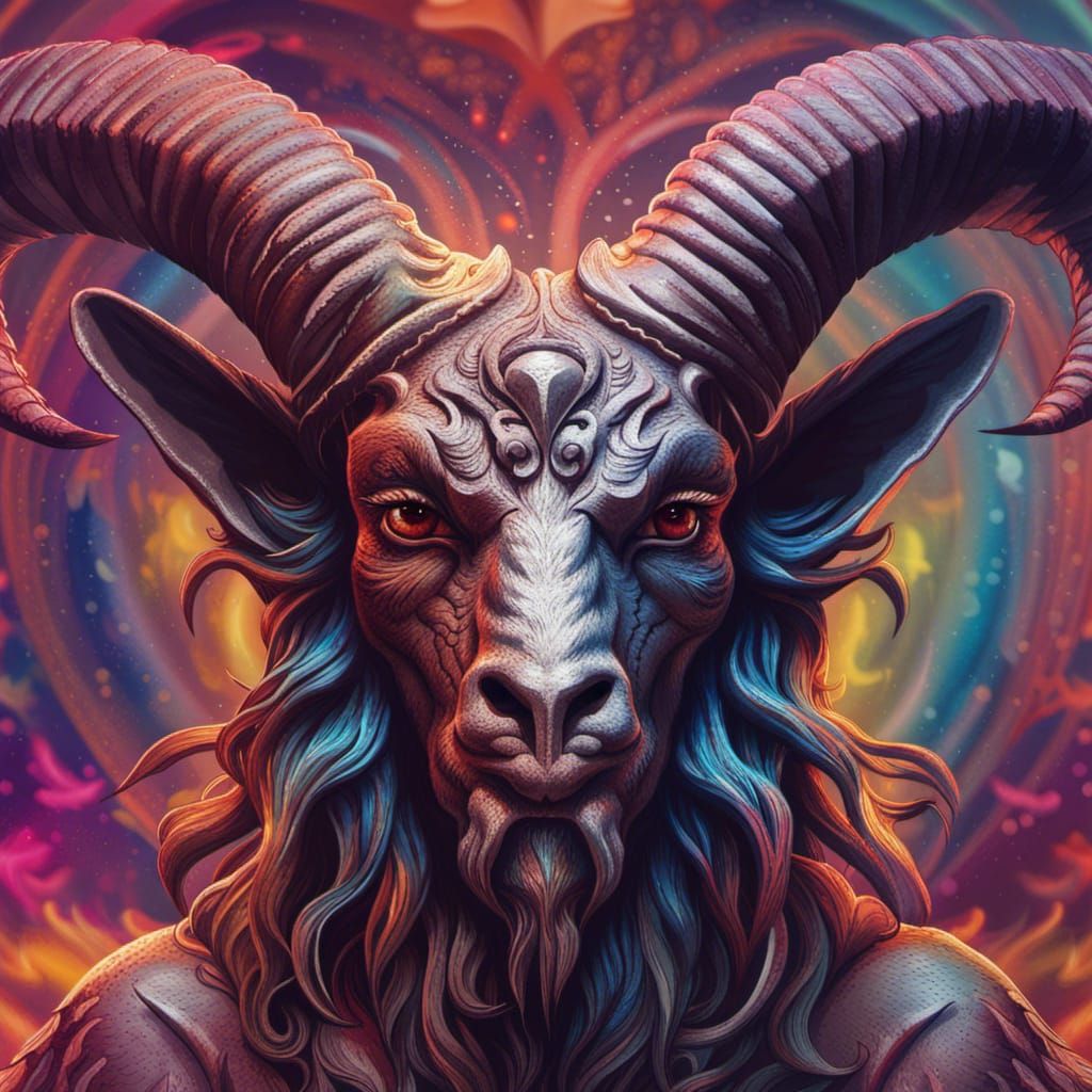 Dramatic Hyperrealistic Baphomet Concept Art