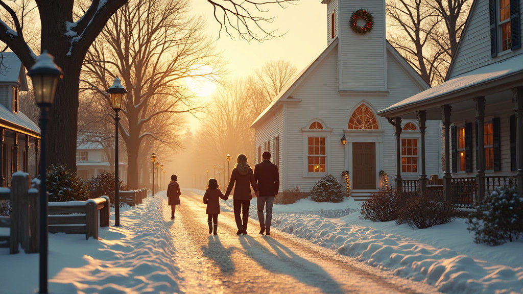 1970s Christmas Scene in Virginia Town