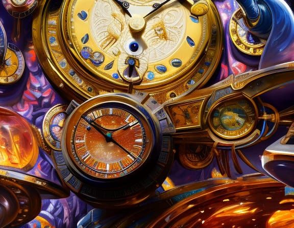 Polychromatic Clockwork in Art Deco Style