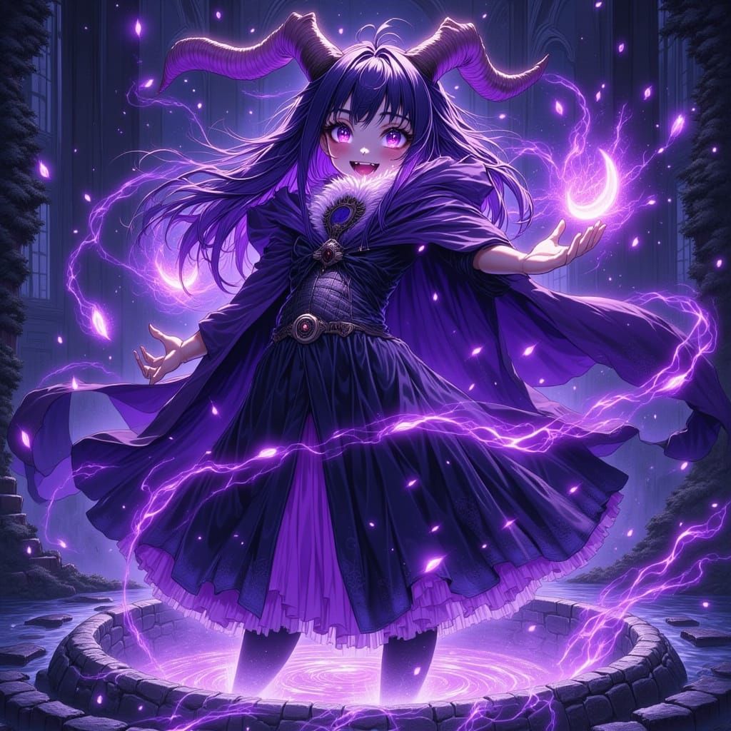 Evil Magical Girl Emerges from Wishing Well in 80s Anime Sty...