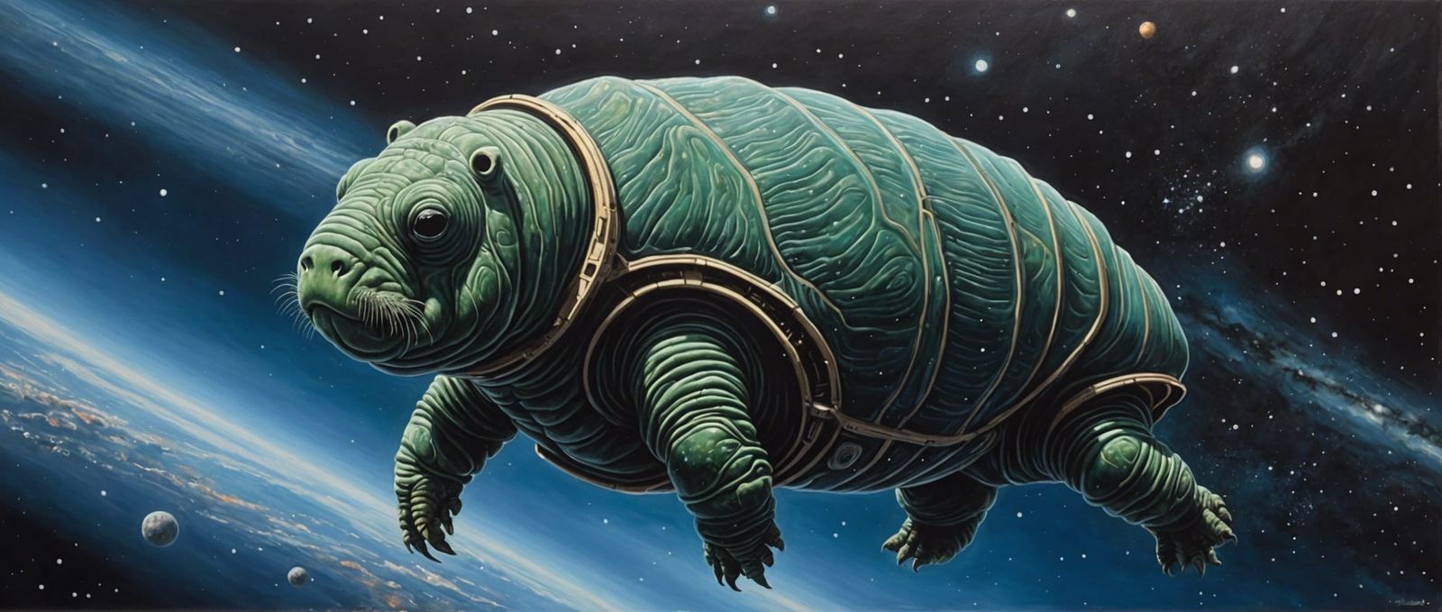 Hyperrealistic Tardigrade in Space Acrylic Painting