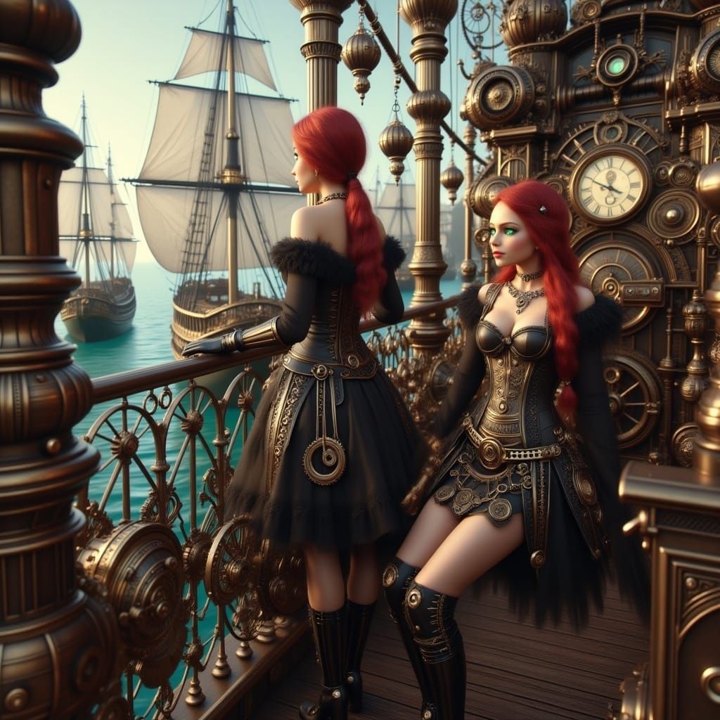Steampunk Airship Maiden in Victorian Elegance