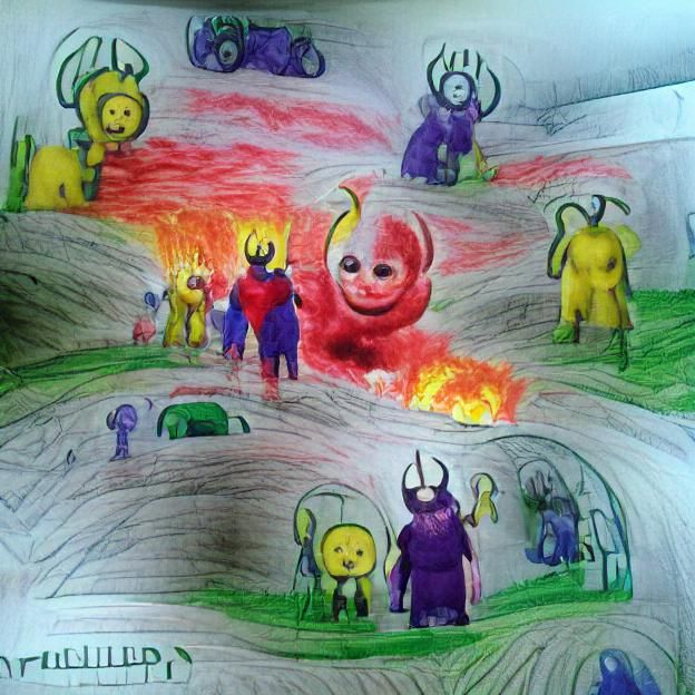Teletubbies in Hell: A Child's Drawing