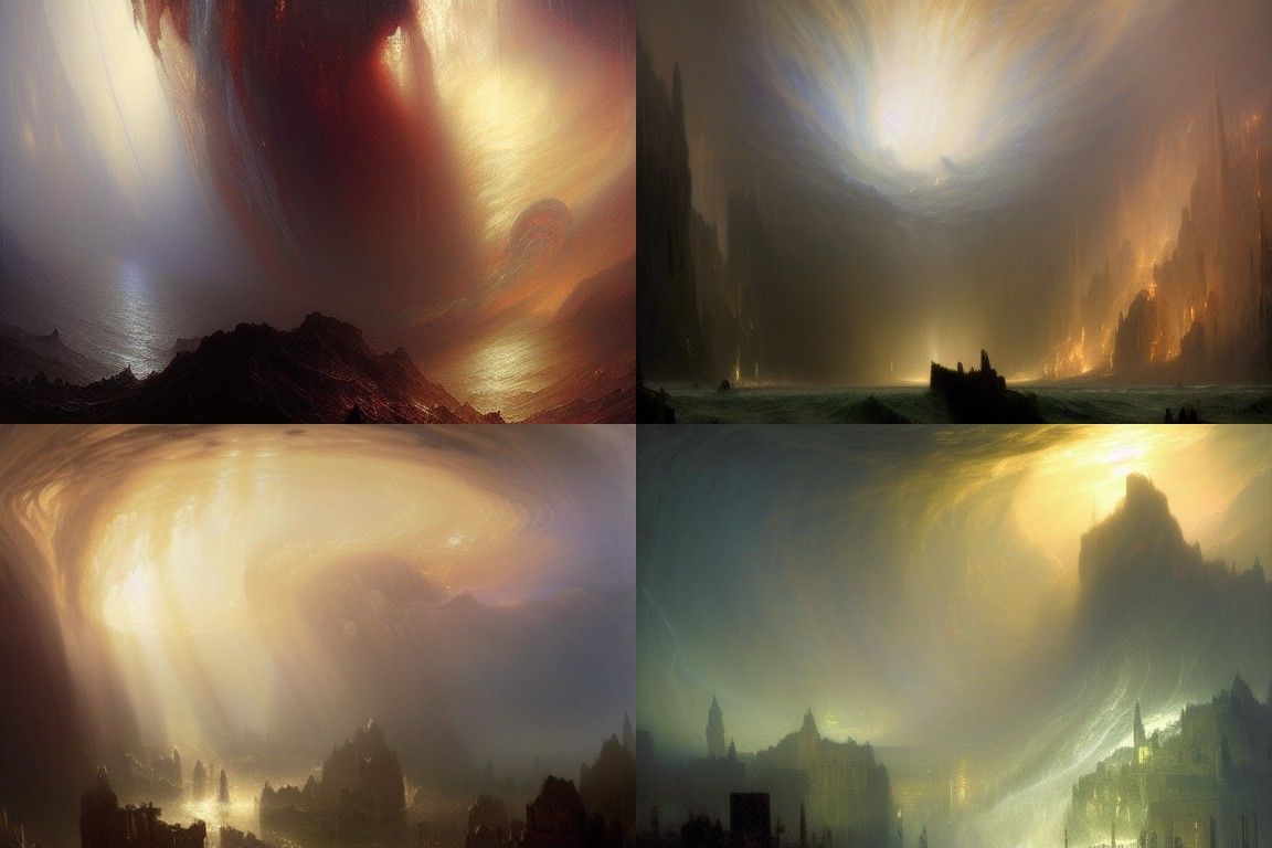 Surreal Heavenly Landscape in Renaissance Style