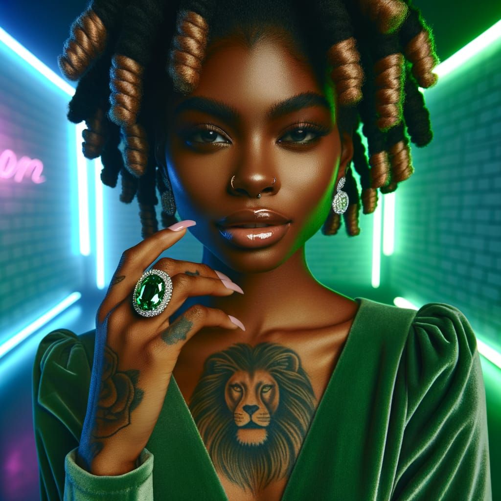 Elegant Goddess in Neon Sanctuary