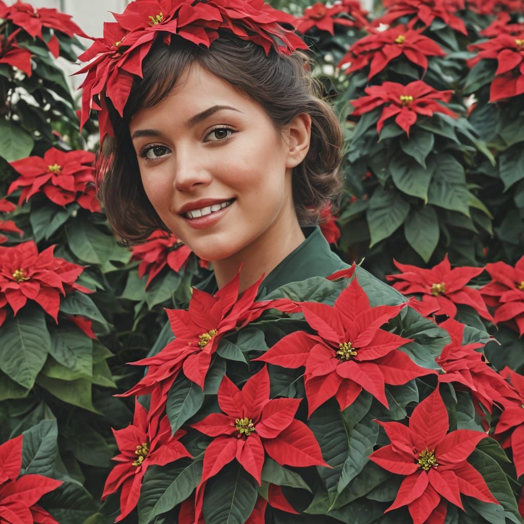 Vibrant Poinsettias in a Seasonal Setting