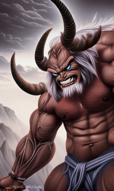 Photorealistic Oni Portrait: Muscular and Detailed